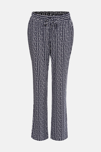 Pantalon multicolore de ZABAIONE, avec un motif géométrique abstrait et une ceinture à cordon.