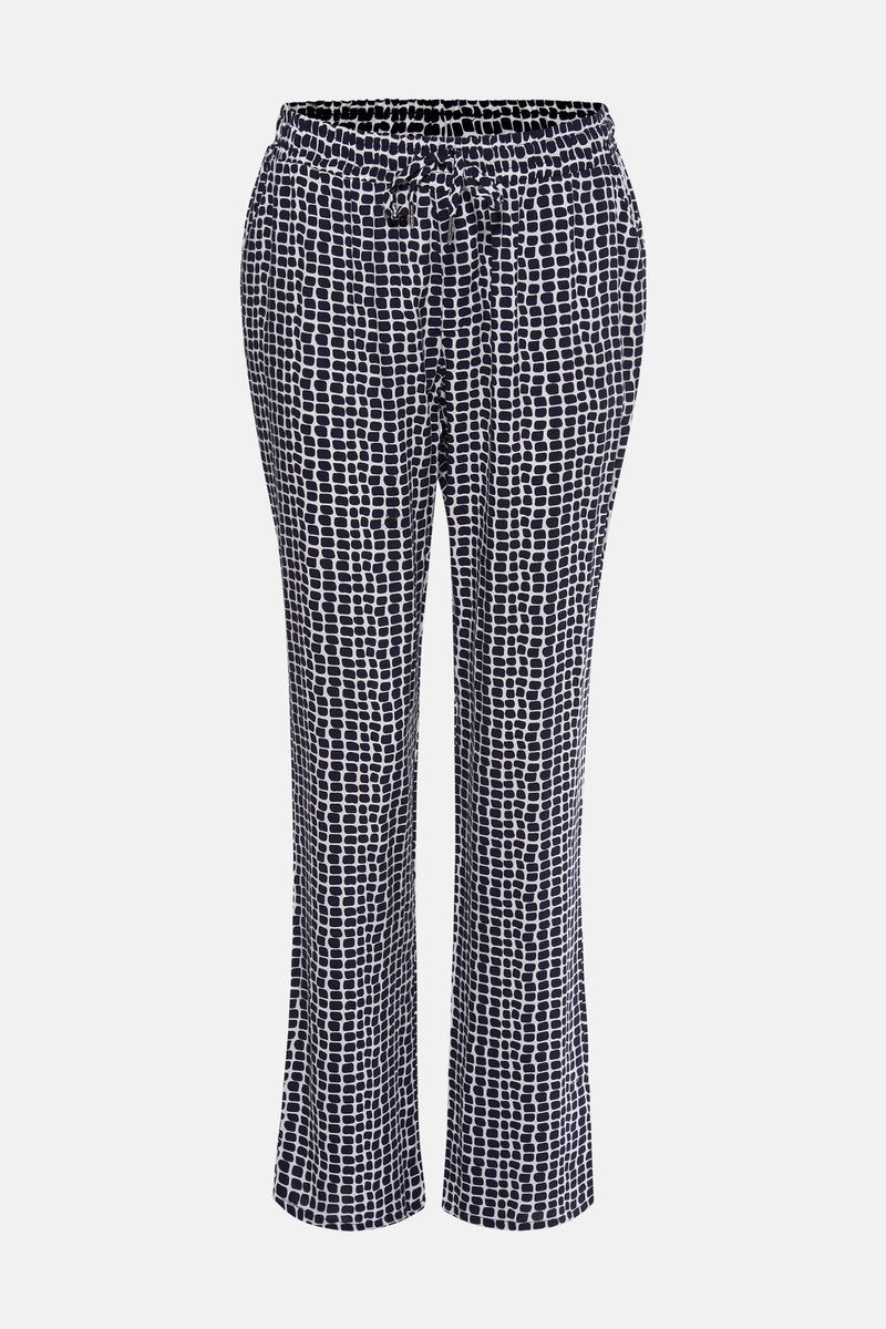 Pantalon multicolore de ZABAIONE, avec un motif géométrique abstrait et une ceinture à cordon.