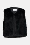 Zwarte nepbont bodywarmer van ZABAIONE, met een zwarte voering.