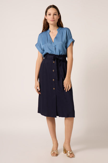 Blouse &agrave; manches courtes - bleu