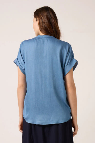 Blouse &agrave; manches courtes - bleu