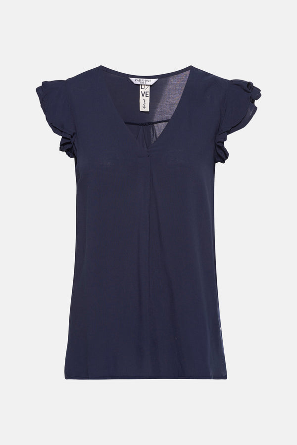Blouse (korte mouwen) Blauw - ZABAIONE
