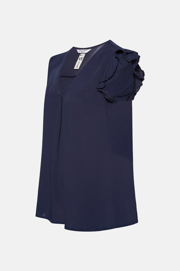 Blouse (korte mouwen) Blauw - ZABAIONE