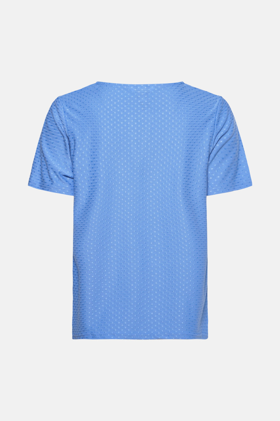 T-shirt à manches courtes bleu de Zabaione, avec un motif texturé subtil sur l'ensemble du tissu.
