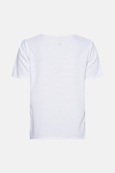 Wit T-shirt met korte mouwen van ZABAIONE, subtiel textuurpatroon, rechte en relaxte pasvorm.