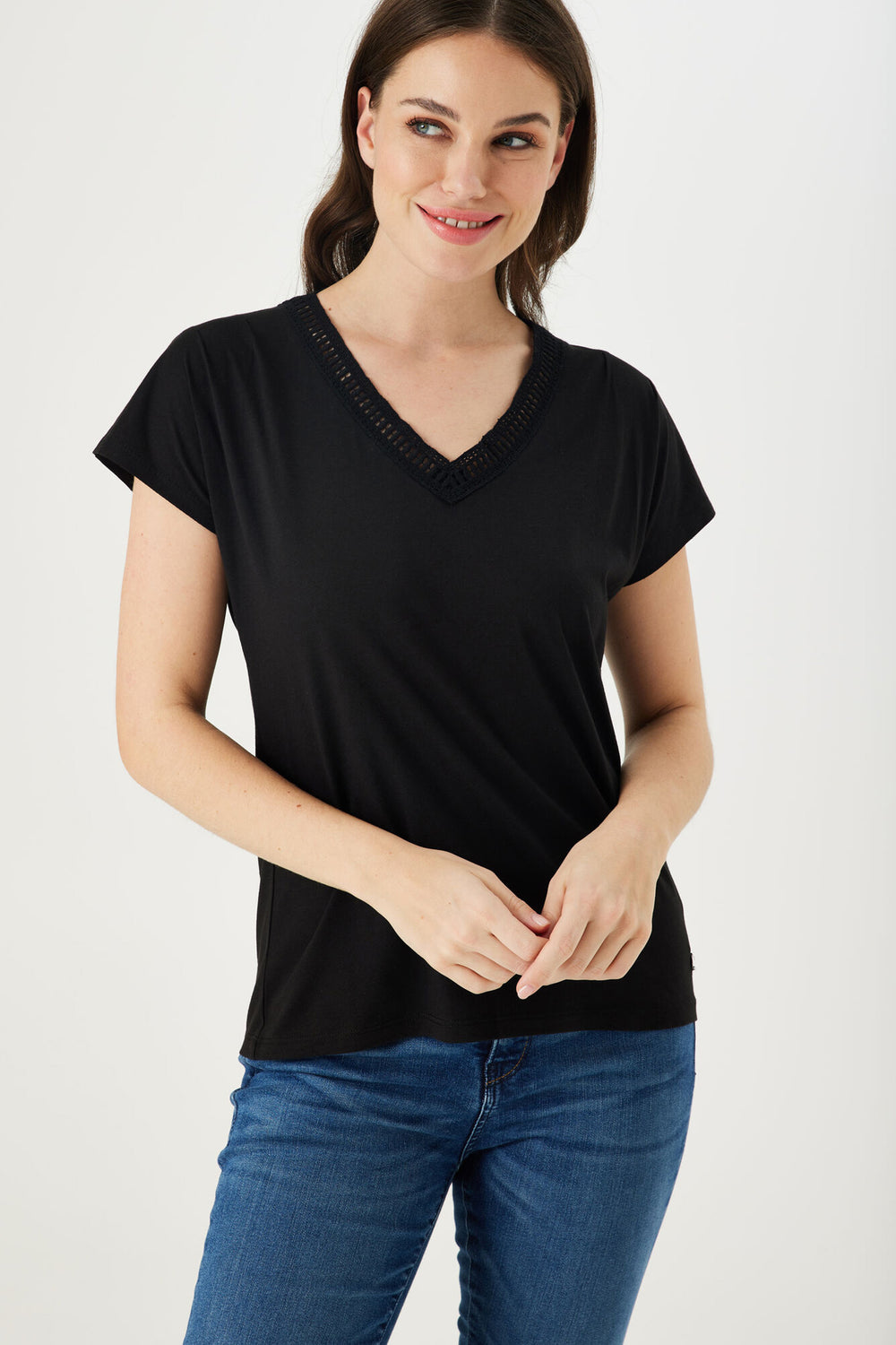 Top uni manches courtes Noir - GARCIA