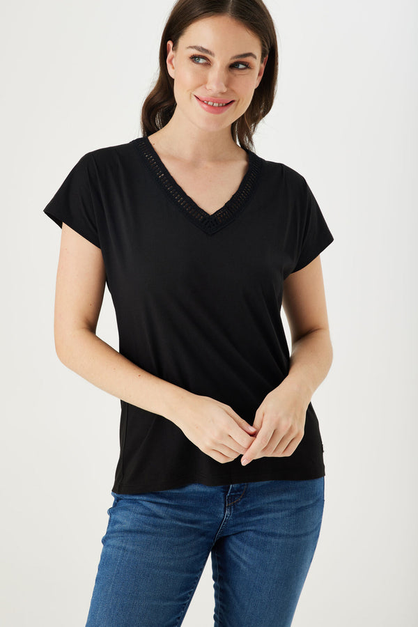 Top uni manches courtes Noir - GARCIA