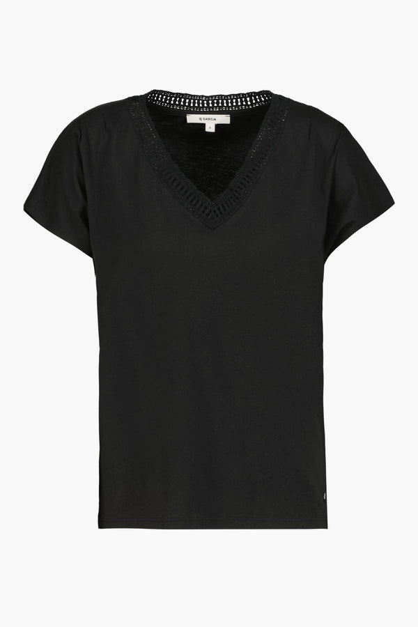 Top uni manches courtes Noir - GARCIA