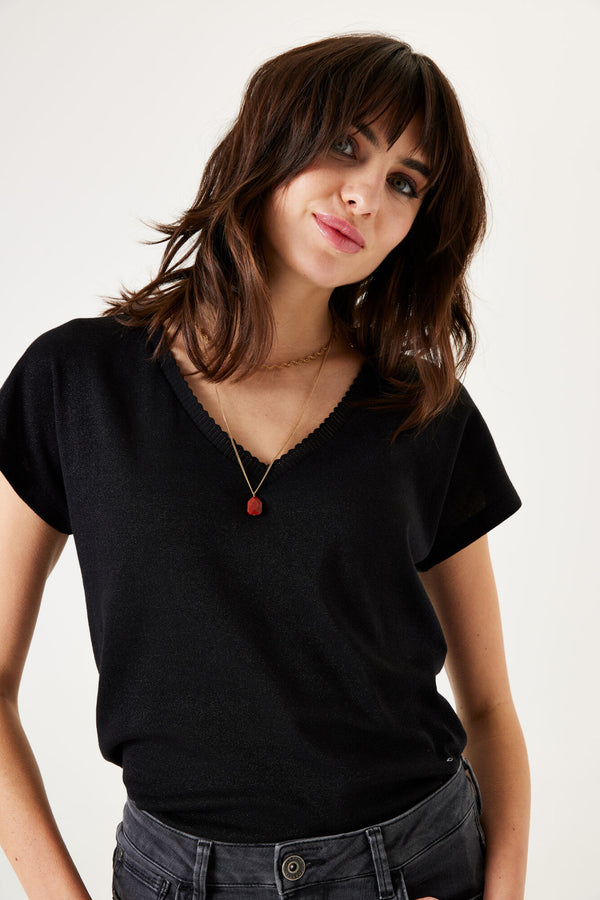 Top uni manches courtes Noir - GARCIA