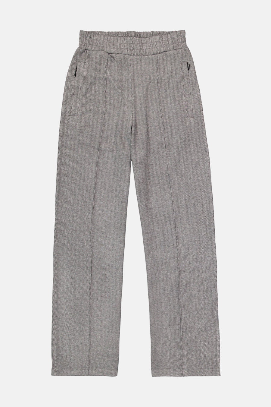 Grijze broek van GARCIA, met een visgraatpatroon en een elastische tailleband.