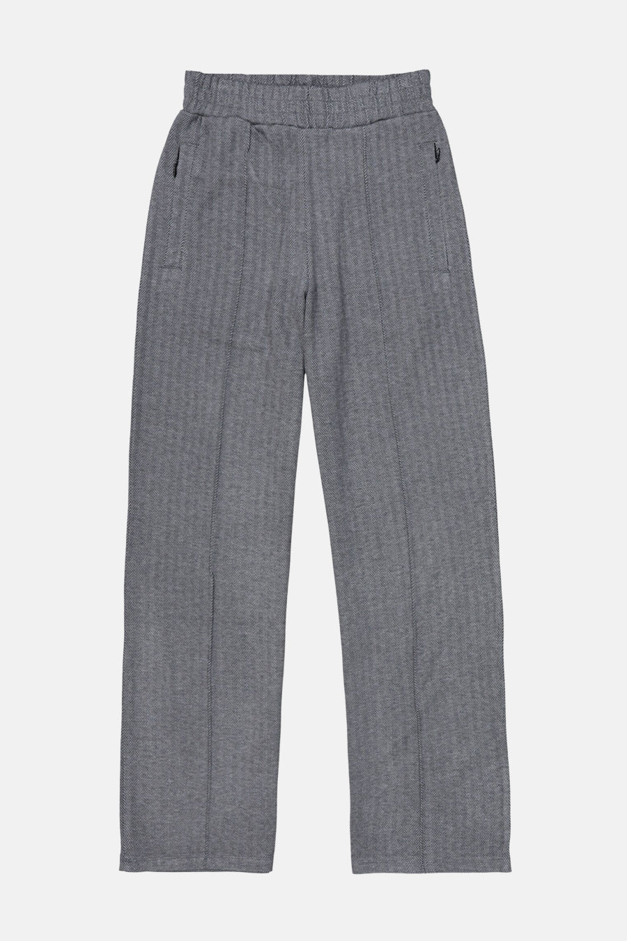 Pantalon gris de GARCIA, avec une texture à chevrons, une taille élastiquée et des poches latérales.