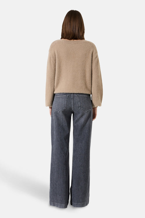 Pull met ronde hals - taupe