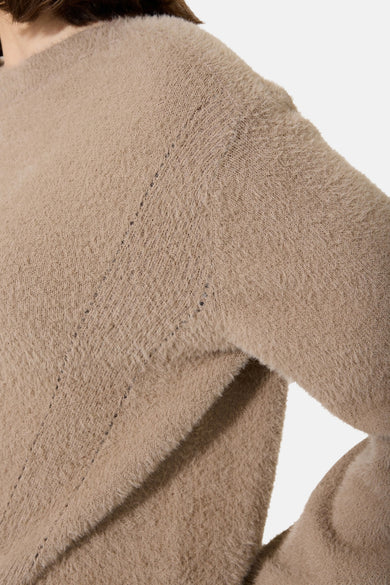 Pull met ronde hals - taupe