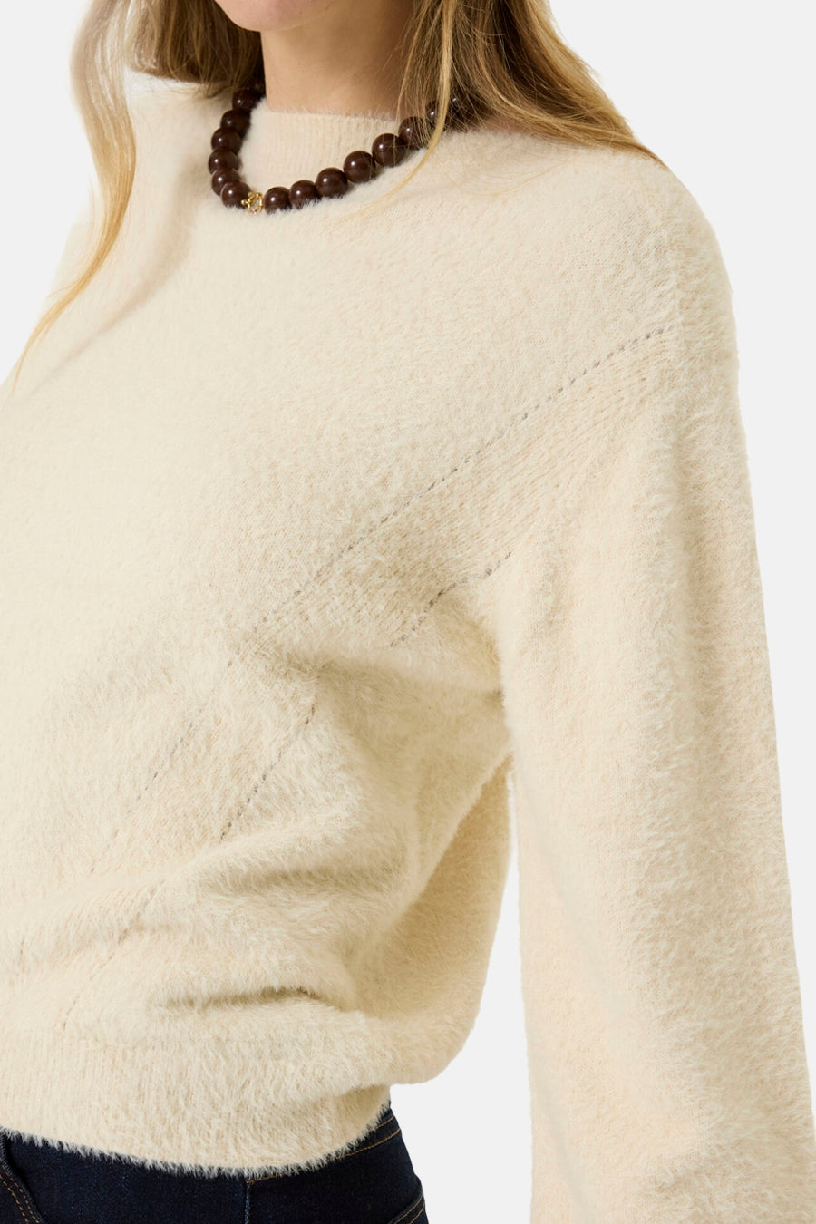 Pull col rond Écru - GARCIA