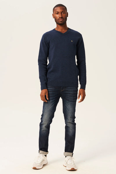 Pull col V Bleu - GARCIA