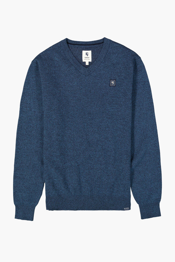Pull col V Bleu - GARCIA