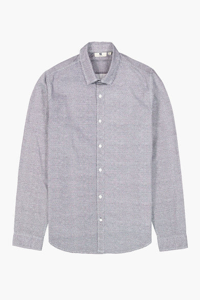 Chemise blanche à manches longues de GARCIA, imprimé à micro-motif géométrique et boutonnée sur toute la longueur.