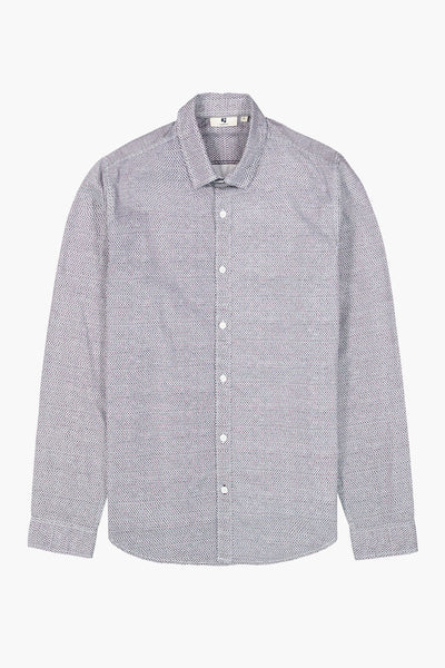 Chemise blanche à manches longues de GARCIA, imprimé à micro-motif géométrique et boutonnée sur toute la longueur.