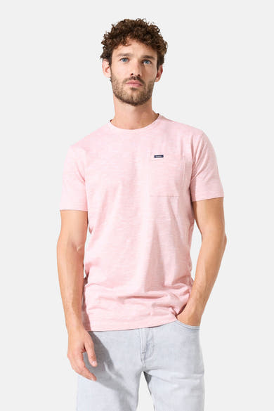 GARCIA oranje gemêleerd T-shirt met korte mouwen en opgestikte borstzak.
