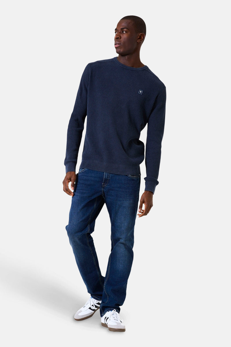 Pull met ronde hals - blauw