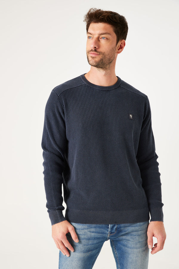 Pull col rond Bleu - GARCIA