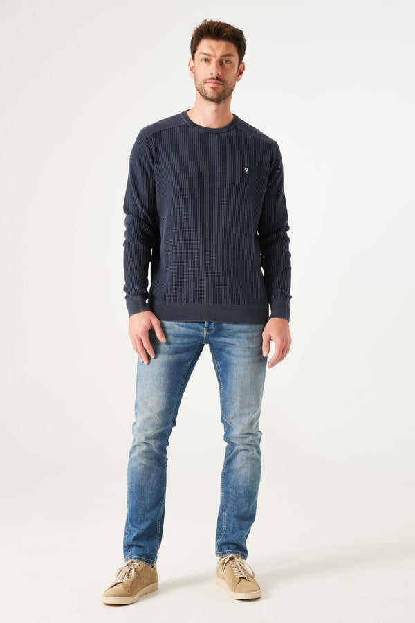 Pull col rond Bleu - GARCIA