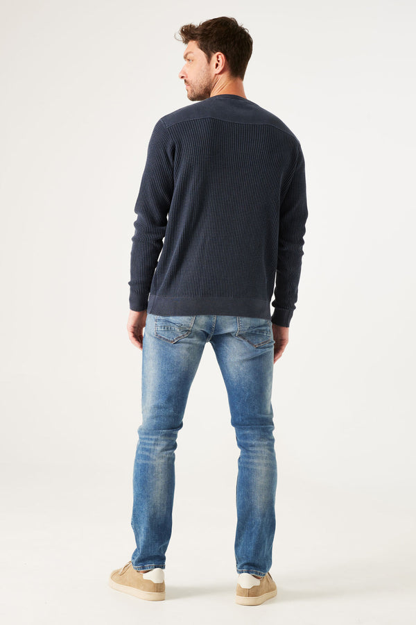 Pull col rond Bleu - GARCIA