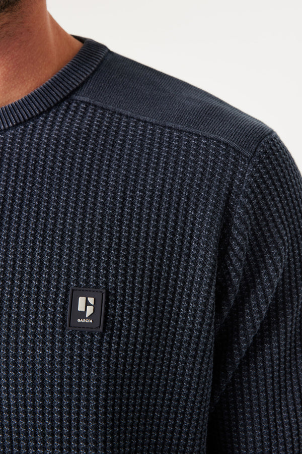 Pull col rond Bleu - GARCIA