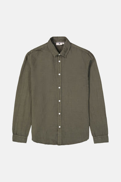 Chemise kaki à manches longues de GARCIA, en tissu texturé, avec une coupe classique et boutonnée.
