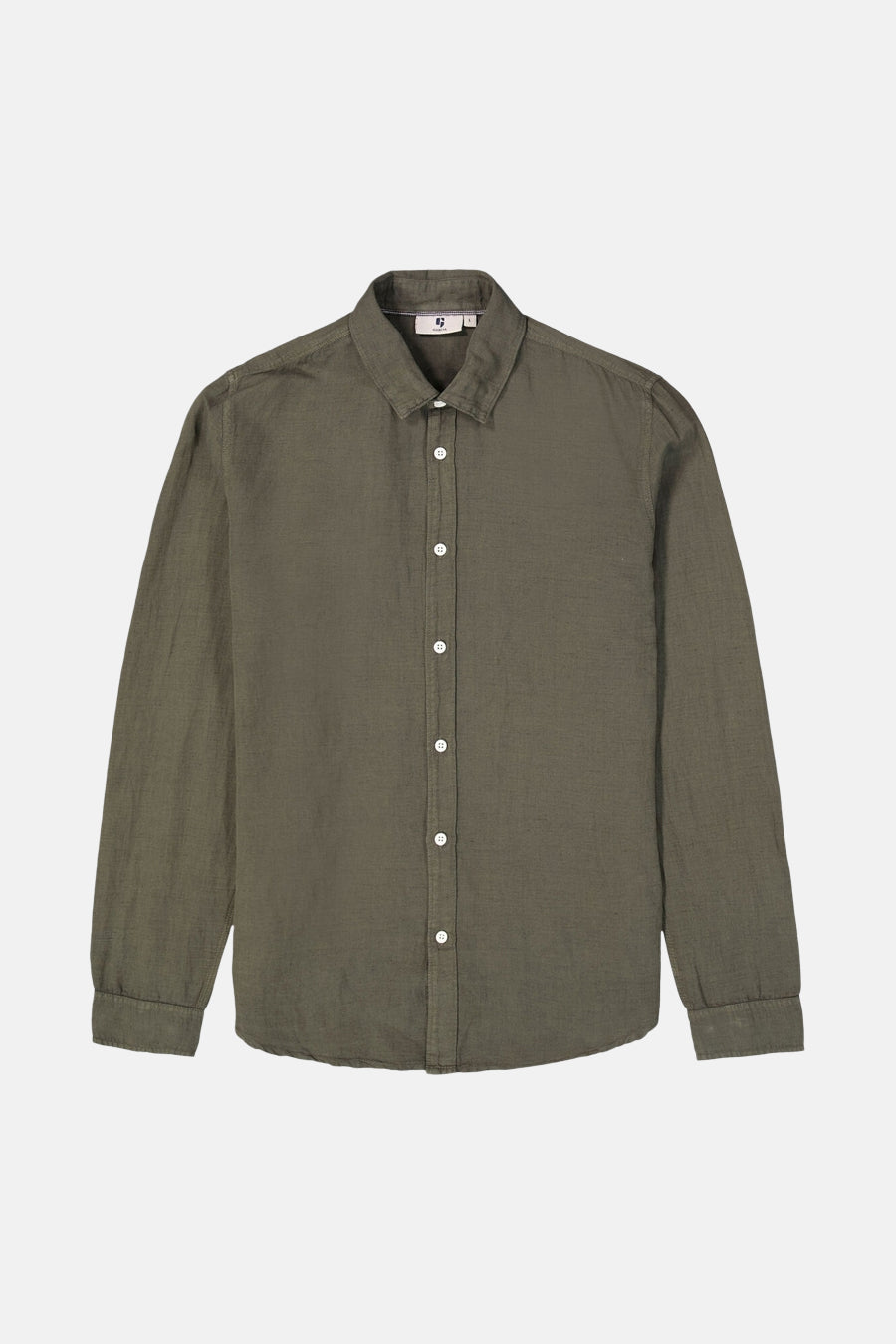 Chemise kaki à manches longues de GARCIA, en tissu texturé, avec une coupe classique et boutonnée.