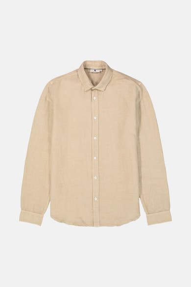 Beige linnen overhemd met lange mouwen van GARCIA, met een knoopsluiting aan de voorkant.