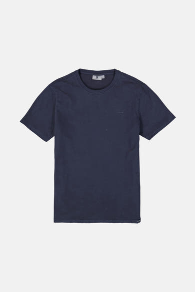 Blauw T-shirt met korte mouwen van GARCIA, effen met een subtiel logo op de borst.
