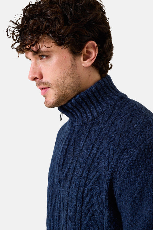 Pull met rolkraag - blauw